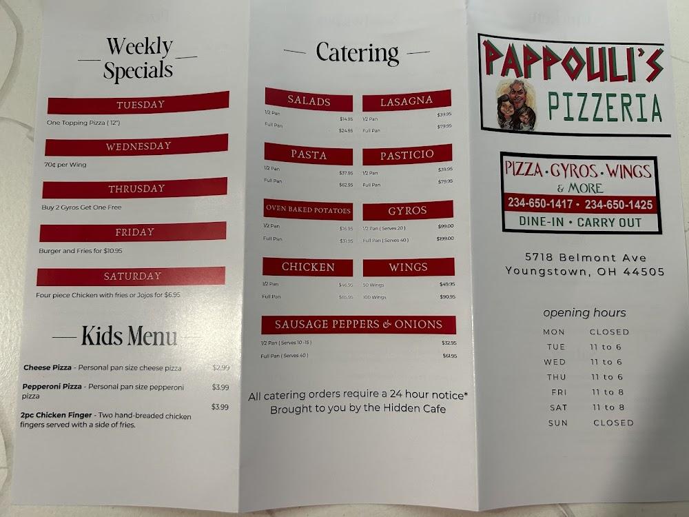 Pappouli's Pizzeria Menu image 1
